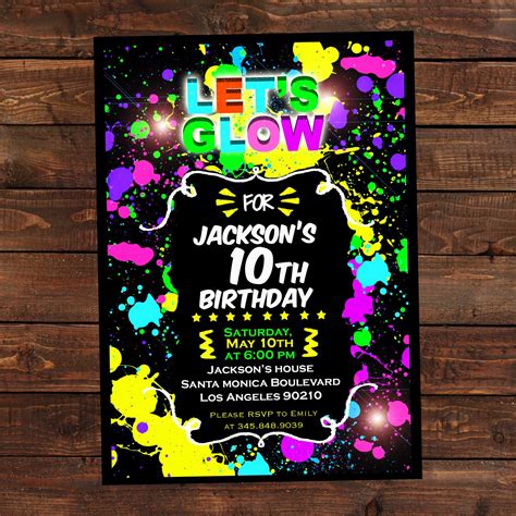 Glow Party Invitations Template